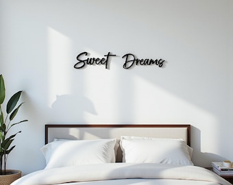 Sweet Dreams Metal Wall Sign, Bedroom Wall Decor, Rustic Farmhouse Wall Hanging, Modern Metal Wall Art, Kids Room or Nursery Decoration