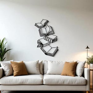 Book Wall Art, Pileup book Art, Wall Decor, Geometric Wall Art, Modern Home Wall Hanging, Gift for Book Lovers