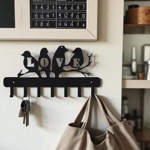 Bird Metal Key Holder, Wall Mounted Key Rack, Metal Wall Art, Bird Wall Hook, Kitchen Wall Decor, Entryway Organizer, Home Gift