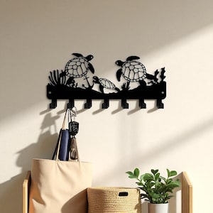 Turtle Hook Key Hanger, Metal Wall Key Hanger, Rustic Coastal Hooks for Kitchen, Bathroom, or Cloakroom, Ocean-Inspired Gift