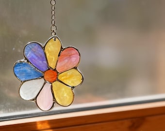 Coronas de vidrio tintado de colores｜Atrapasoles de vidrio｜Flores de vidrio tintado｜Atrapasoles para ventanas｜Decor bohemias para ventanas