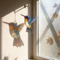 Custom Hummingbird Stained Glass Suncatcher Hand Stained Glass Ornament Unique Window Hanging Plant Home Decor, Bird Christmas Ornament Gift product logo