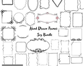 Hand Drawn Frames Svg Bundle, Hand Drawn Borders Svg, Frames Clipart, Rectangle Frames Svg, Wedding Whimsical Elements, Instant Download