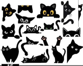 Peeking Cat Svg Png Bundle, Cat Cliparts, Peeking Kitten Png, Peeking Cats, Cricut Cut Files, Instant Download