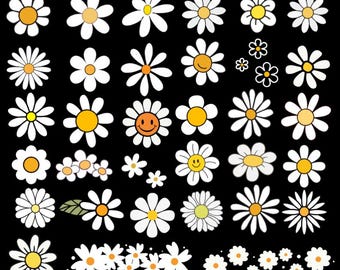 Daisy SVG Bundle: Retro Flower Clipart, Cricut Cut Files (Digital Download)