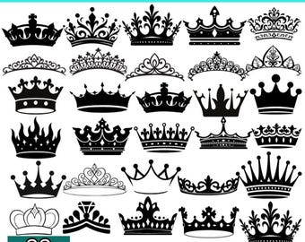 Royal Crown Svg Bundle, King Crown Svg, Queen Crown Svg, Princess Svg, Crown Clipart, Crown Png, Svg Files For Cricut, Instant Download