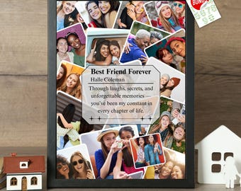 Best Friend Photo Collage Template Canva, Editable Friendship Poster Gift, Personalized Picture Collage, Printable DIY Frame