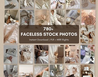 Faceless Stock Photos PLR Bundle | Aesthetic Instagram Content | Beige Lifestyle Photos | MRR Digital Product