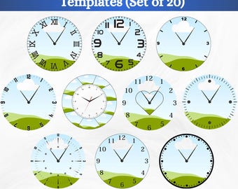 Modelli di cornici per orologio modificabili per Canva / Modelli per orologio da 7,25 pollici / Orologio drag and drop per Canva / Modelli per orologio a sublimazione / Set di 20