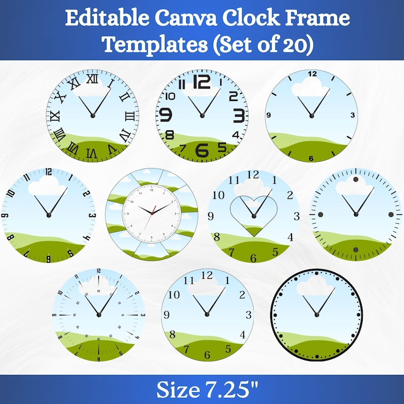 Editable Canva Clock Frame Templates | 7.25 Inch Clock Templates ...
