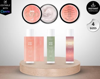 Editable Lip Balm Label Template: DIY Cosmetic Packaging (Canva, Digital Download