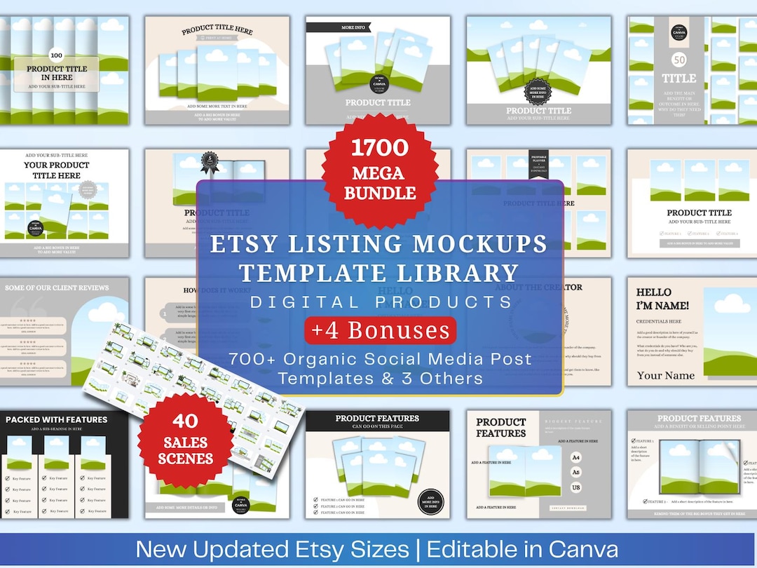 Etsy Listing Mockup Templates Bundle | 1700+ Canva Product Mockups ...
