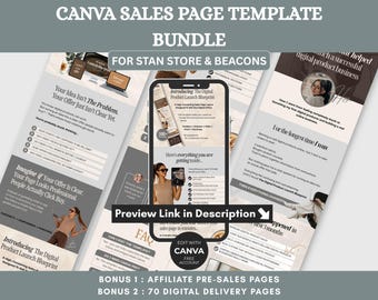 Canva Sales Page Template | for Stan Store & Beacons | Editable High Converting Sales Page PNG | for Digital Sellers, Creators