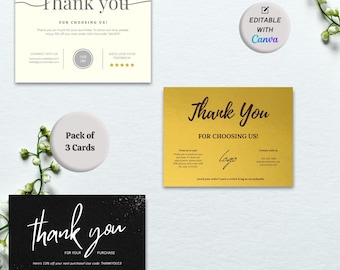 Small Business Canva Template Bundle: Thank You Card, Order Form, Loyalty Card