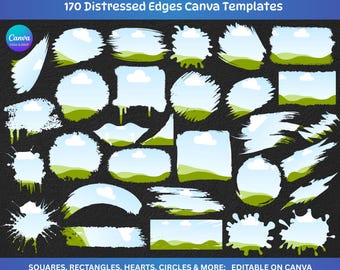 170 Bleach Effect Distressed Edge Canva Frames Bundle | Editable Photo Frames | Grunge Borders | Drag & Drop Canva Template