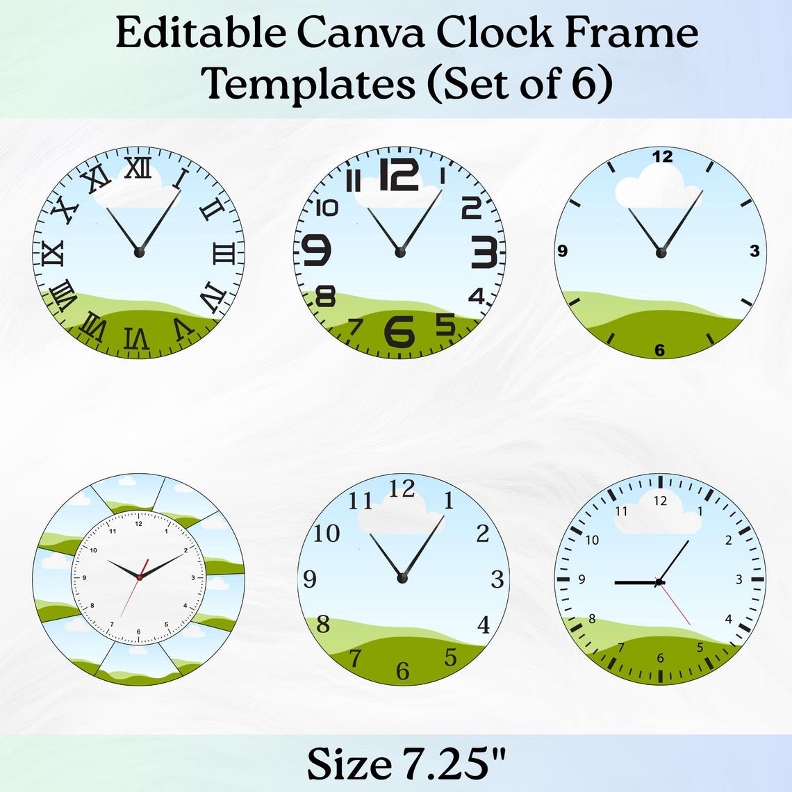 Editable Canva Clock Frame Templates | 7.25 Inch Clock Templates ...