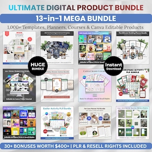 Pu&ograve; includere: Un pacchetto di prodotti digitali con un mega bundle 13-in-1. Include oltre 1.000 modelli, planner, corsi e prodotti modificabili di Canva. Include modelli per email marketing, post sui social media e altro ancora. Include bonus per $400+.