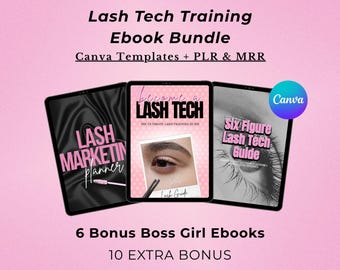 Lash Tech Training Ebook Bundle Canva Templates | Editable Beauty Business Guides with PLR MRR Resell Rights