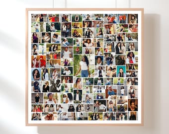 100 Photo Collage Template | Square Wall Display | Editable Canva Grid | Anniversary Gift Keepsake | Memory Poster
