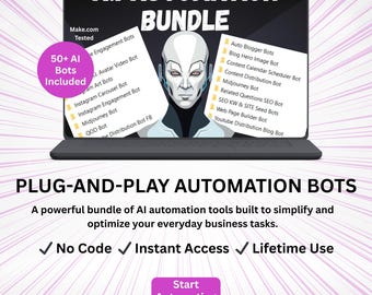 Ultimate AI Automation Bundle | Ready-Made Make.com Workflows for Social Media, Content, E-commerce & Productivity