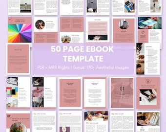 Ebook Template Canva Editable | 50 Page PLR Workbook, Coaching Guide, Lead Magnet Template, Course Ebook, Resell Rights