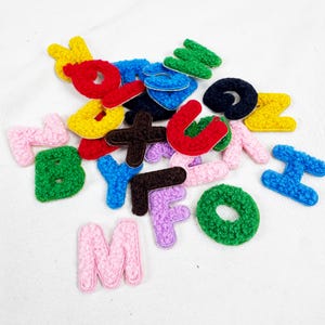 Custom Letter Embroidered Applique,Chenille Mini Letters Patch,Personalized Iron On or Sew On Patch for Clothes/Retro Jackets/Accessories