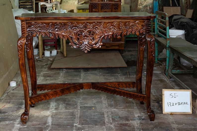 Hand-carved Solid Wood Console Table – Floral Design – Vintage Style ...
