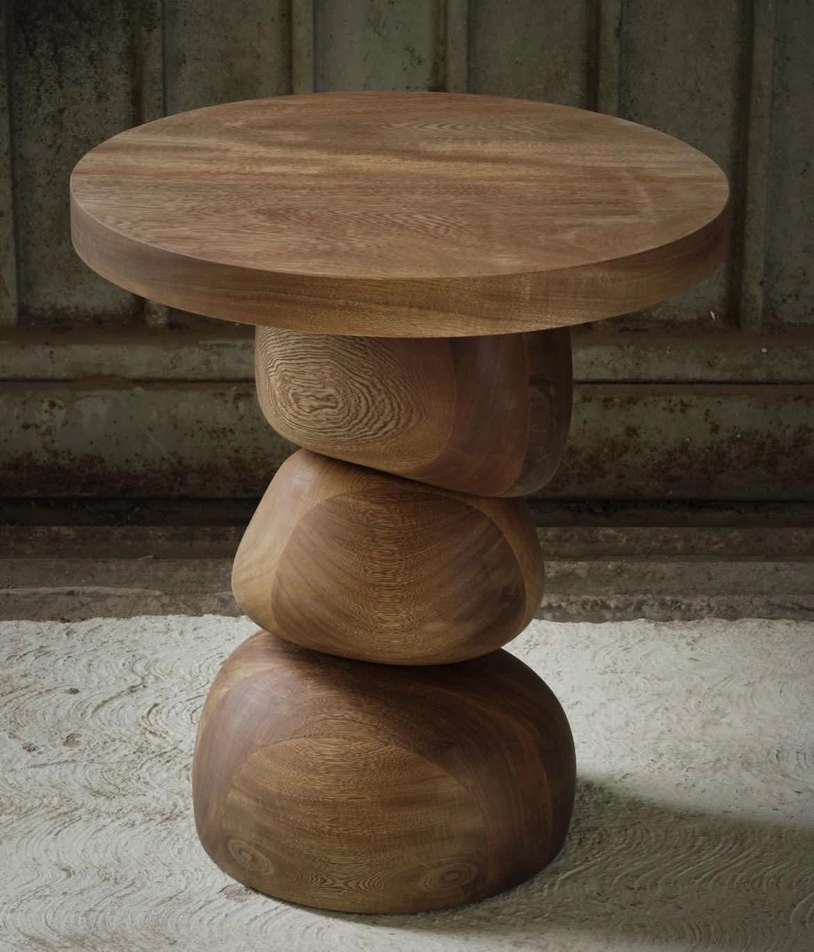 Handcrafted Solid Wood Side Table | Sculptural Organic Accent Table ...