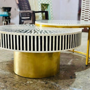 Bone Inlay Coffee Table Teal Blue, Bone Inlay Table, Bone Inlay Furniture , Bone Inlay Nesting Table