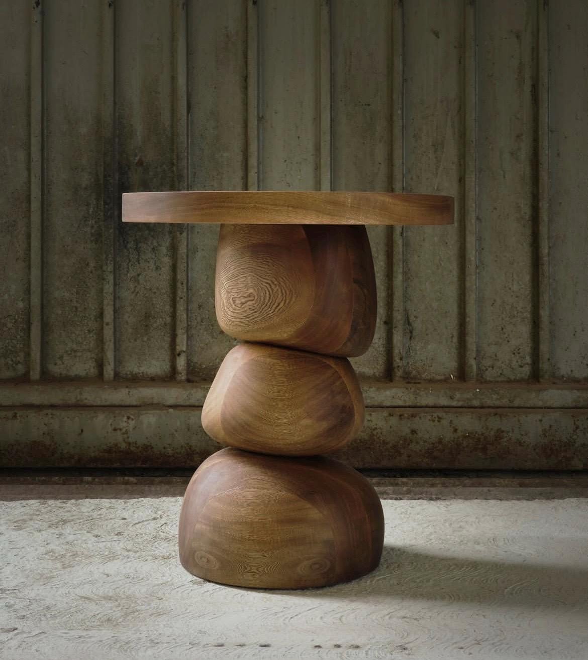 Handcrafted Solid Wood Side Table | Sculptural Organic Accent Table ...