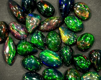 High Fire Natural Black Opal Cabochon - AAA Quality Ethiopian Opal Cabochon Gemstone for Ring Pendant Jewelry Making - 10x14mm - 1 Piece