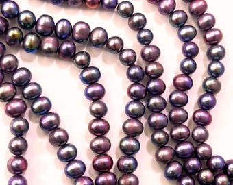 Purple Freshwater Pearl Rondelle Pearl Beads 8-9mm Purple Pink Pearl Beads, Natural Pearl Beads for Jewelry, Pearl Bead, Pearl Rondelles 15"