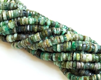Natural Emerald Heishi Beads Faceted Emerald Beads 5-6MM Emerald Faceted Heishi Beads, Emerald Gemstone Beads For Jewelry, Emerald Tyre 16"