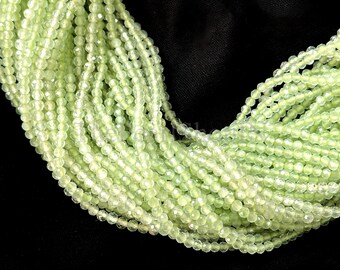 Natural Green Prehnite Beads 2mm Prehnite Faceted Rondelle Gemstone Beads 12.5 Inch Strand Prehnite Beads for Jewelry Making