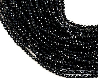 AAA Grade Natural Black Onyx Faceted Round Beads 2mm Black Onyx Beads, Black Onyx Micro Faceted Beads, Loose Beads for Jewelry Making 12.5"