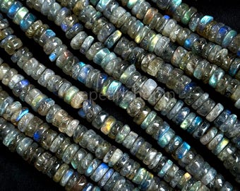Flashy Labradorite Heishi Beads 5MM-6MM Smooth Labradorite Gemstone Beads Strand ~ Multi Fire Labradorite Beads For Jewelry Making DIY Craft