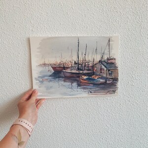 Watercolor Pier Scene