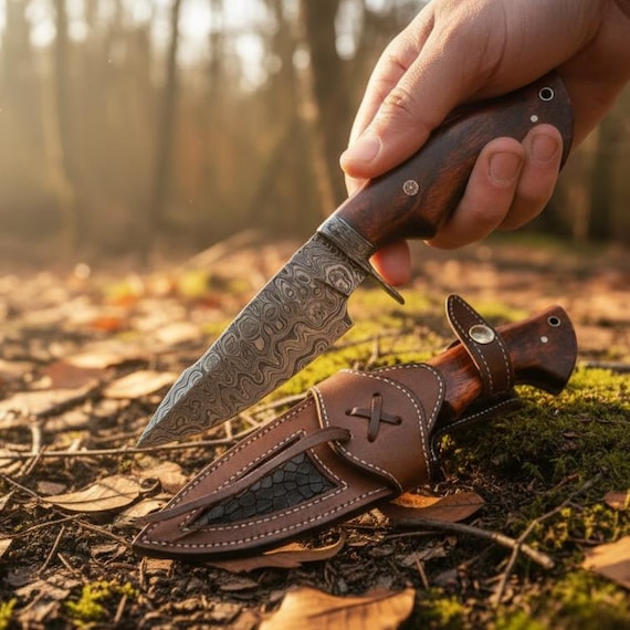 Damascus Knife Handmade Hunting knife, Hand forged Steel knife | Birthday Gift for him | Unique Fathers Day Gift