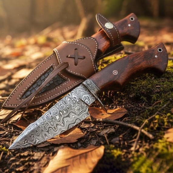 Damascus Knife Handmade Hunting knife, Hand forged Steel knife | Birthday Gift for him | Unique Fathers Day Gift