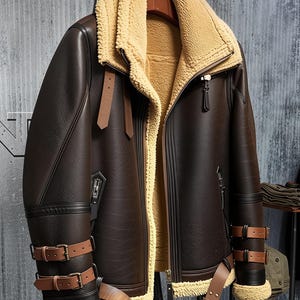 Herren B3 Schaffell Bomberjacke: Echter Shearling Leder-Fliegermantel