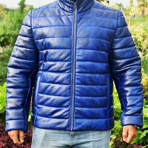 Piumino in pelle di agnello fatto a mano: elegante cappotto invernale da uomo