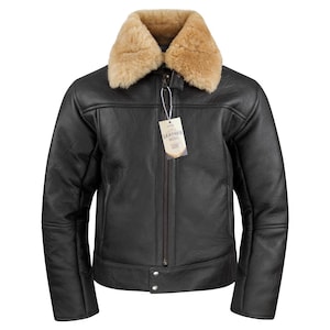 Men’s Black B3 Bomber Sheepskin Leather Jacket – Real Shearling Lined Aviator Flight Leather Coat