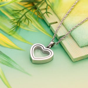 Stainless Steel Heart Pendant Necklace with Glass Vial - Eternal Keepsake - Women&#39;s Gift Locket Jewelry - Ashes Urn Necklace.