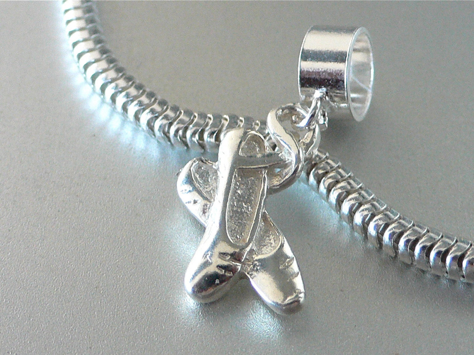 ballet slippers shoes sterling silver charm fits all slide on bracelets
