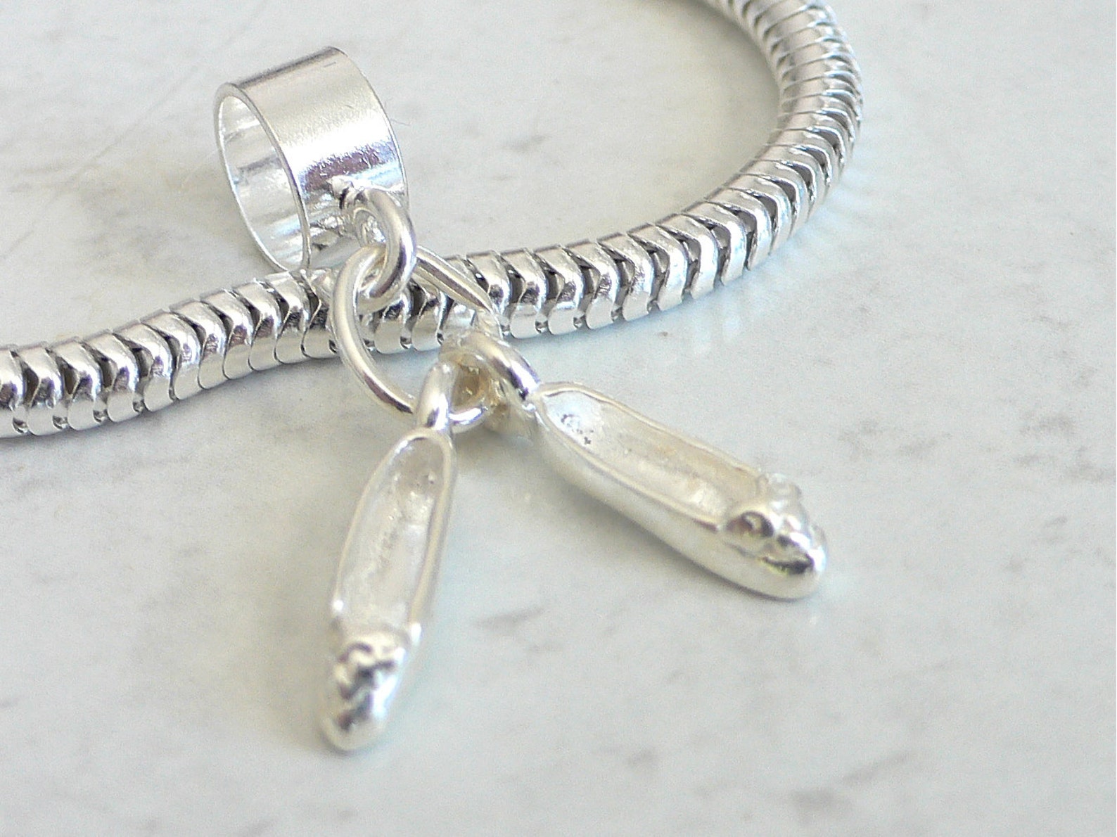 ballet shoes 3d sterling silver ballerina slippers 2pc charm fits all slide on bracelets