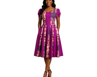 Fully Linen Ankara Dress: African Print, Ankara Cotton, Size M