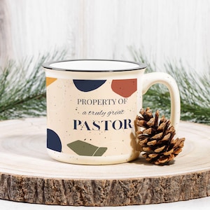 Ceramic Camp Mug Speckled Cream 13oz, pastor Appreciation gift, minister gift, thank you Pastor,