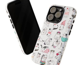 Whimsical Cat Phone Case: Playful Kitten Design, Impact Resistant