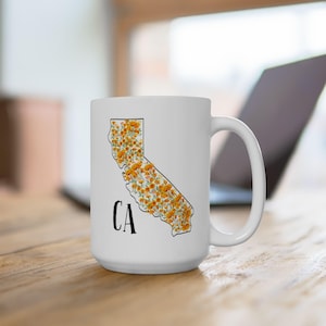 California Poppy Ceramic Mug: CA State Flower Souvenir
