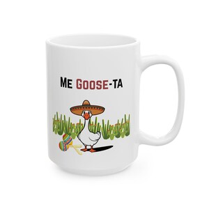 Silly goose Mug, quirky goose cup, Unique Coffee Cup for Plant Lovers, Quirky Gift for Gardeners, Home and Office Decor, Cactus Design